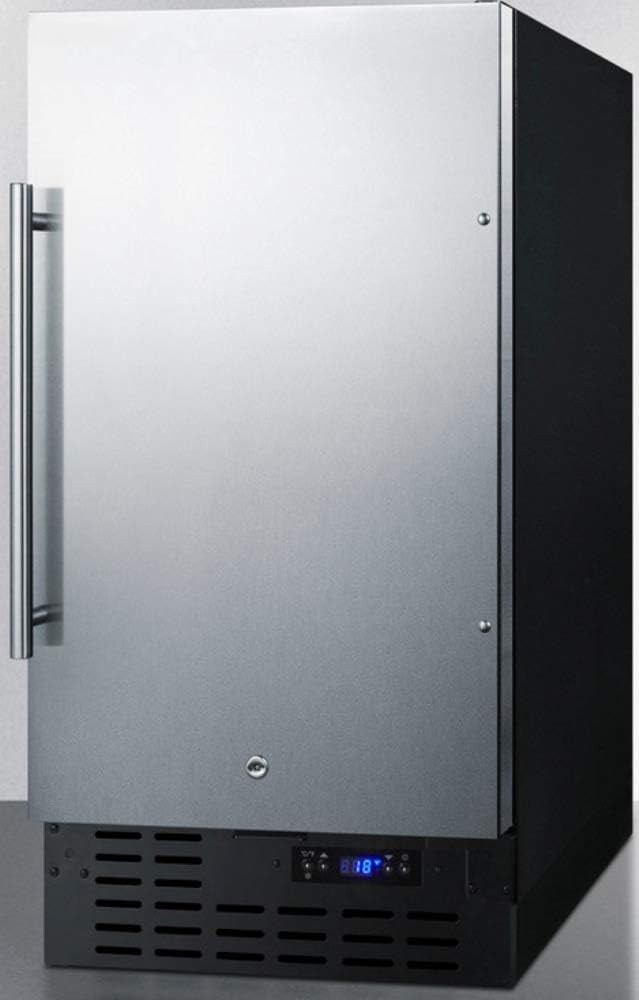 Summit Appliance FF1843BSSADA ADA Compliant 18' Wide Built-in Undercounter All-refrigerator with Stainless Steel Door, Black Cabinet, Digital Thermostat, Automatic Defrost and Front Lock