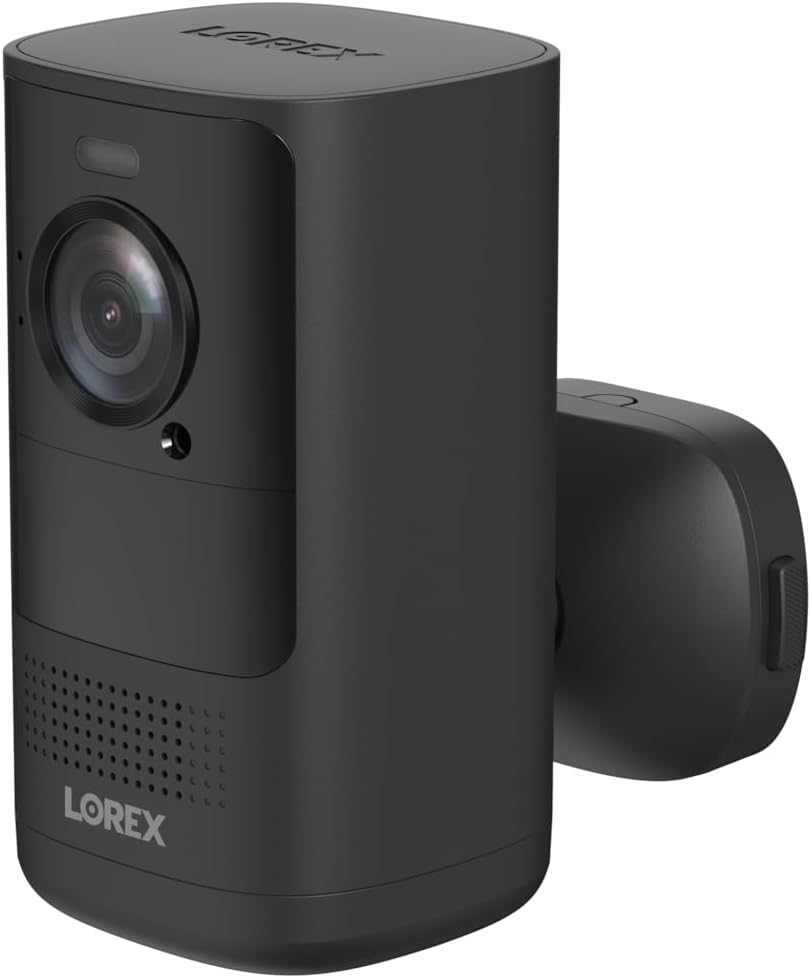 Lorex 4K Battery-Operated Wi-Fi Spotlight Camera | Black | 2-Way Talk | Color Night Vision | Person & Vehicle Detection | Siren | MicroSD Not Included | Cloud-Enabled | IP65 Weatherproof