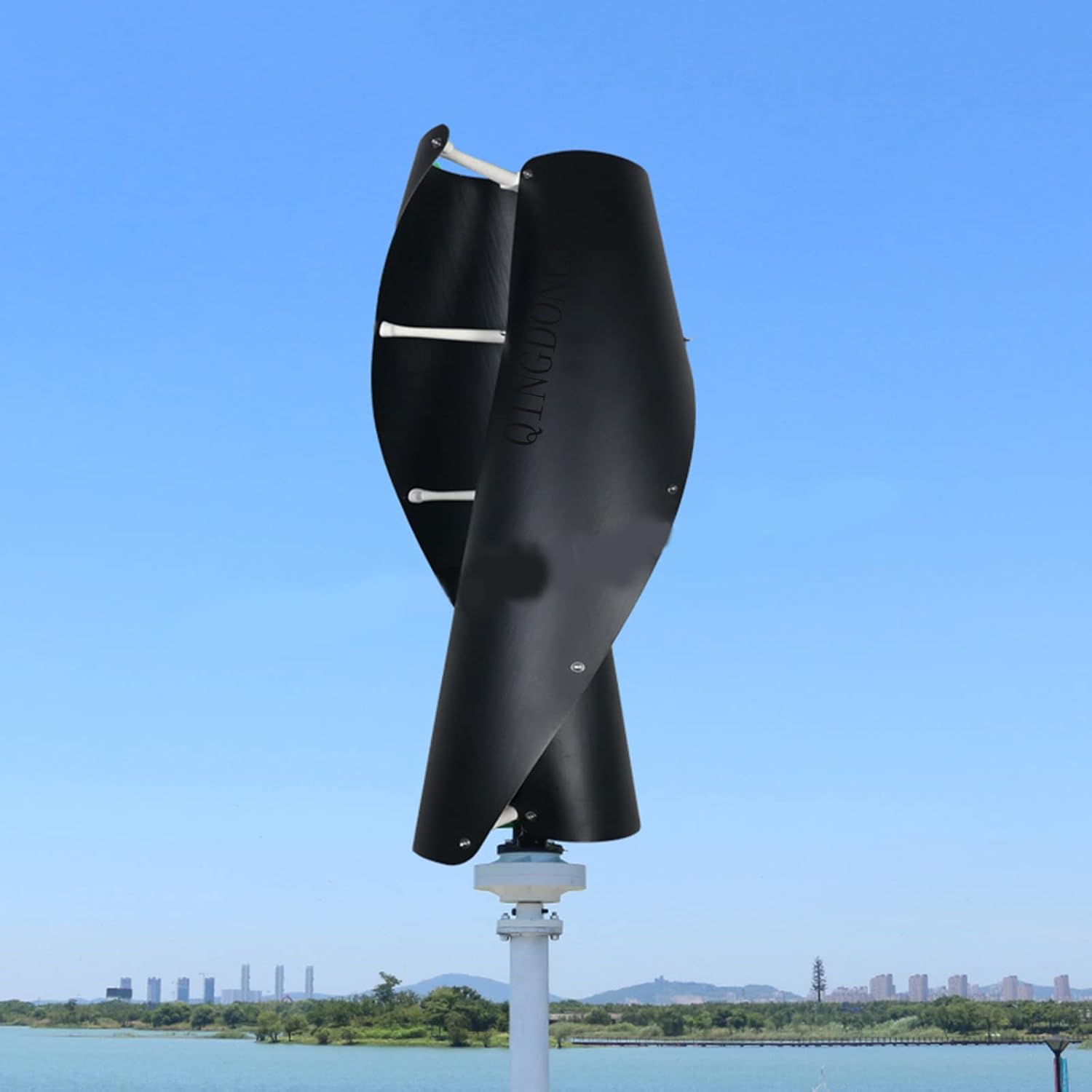 WANGYONGQI New Black Wind Turbine Generator, 1000W 12V 24V 48V Spiral Vertical Wind Turbine Magnetic Levitation Upright Wind Generator for Home Camping