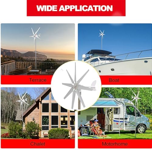Portable Wind Turbine Generator Kit, 600W-1000W 12V/24V/48V with MPPT Controller, 8-Blade Small Windmill for Off-Grid Garden Lighting - Efficient Renewable Energy Solution