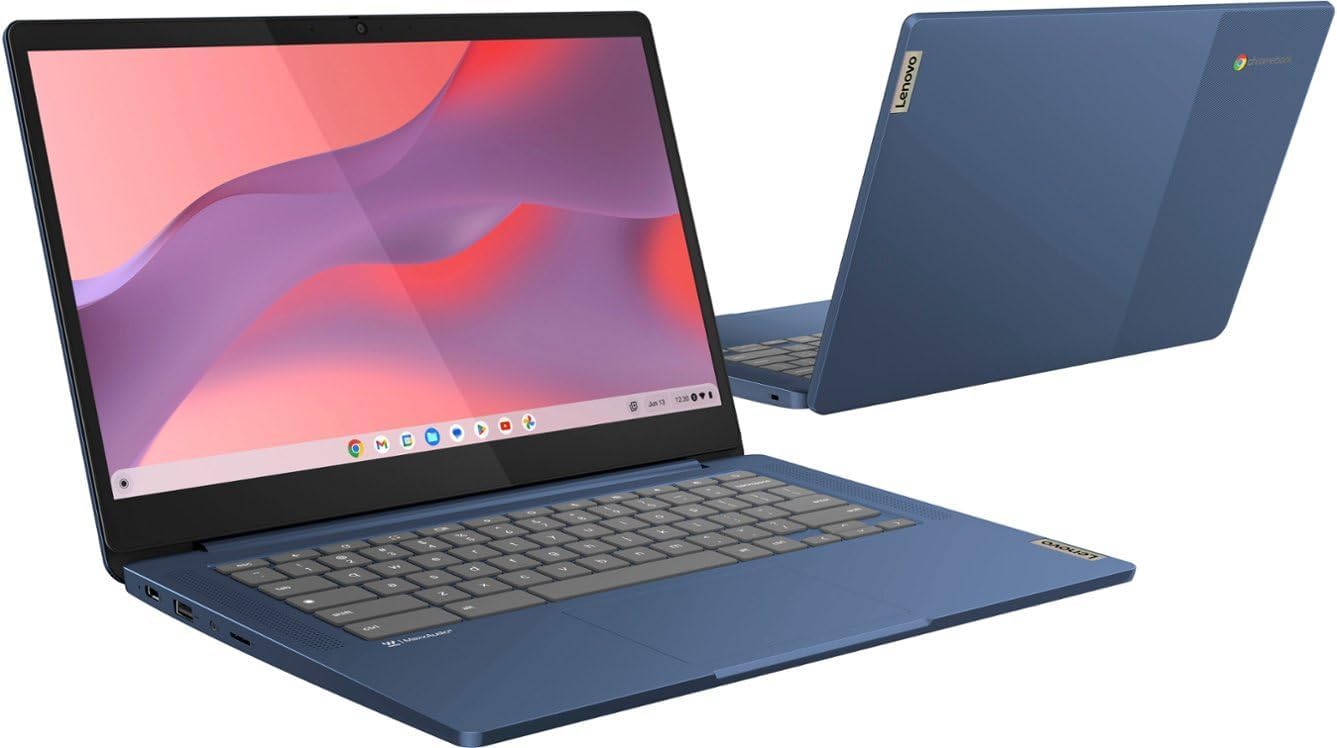 Lenovo 2023 Ideapad Slim 3 14' FHD Touchscreen Chromebook Laptop, 8-Core MediaTek Kompanio 520, 4GB RAM, 128GB Storage(64GB eMMC + 64GB Micro SD), WiFi6, 13.5hr Battery Life, Webcam, Chrome OS