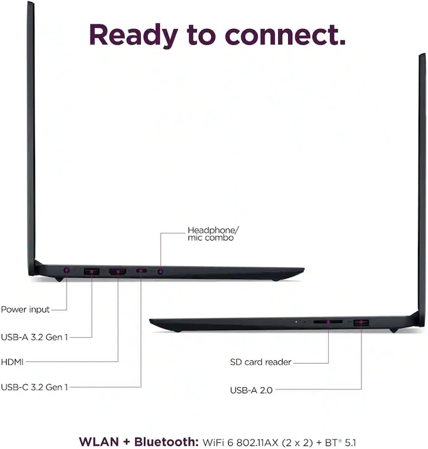 Lenovo IdeaPad 15.6' Laptop, FHD (1920x1080) TN 220nits Anti-Glare Display, AMD Ryzen 5 7520U, 8GB LPDDR5 RAM, 256GB SSD, AMD Radeon 610M Graphics, Windows 11 Home, Abyss Blue, EAT Wireless Earbuds