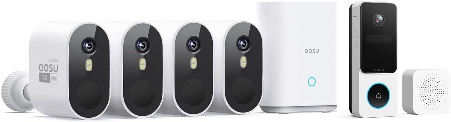 2K WirelessCam Pro System 4-Cam-Kit + 2K Doorbell Camera