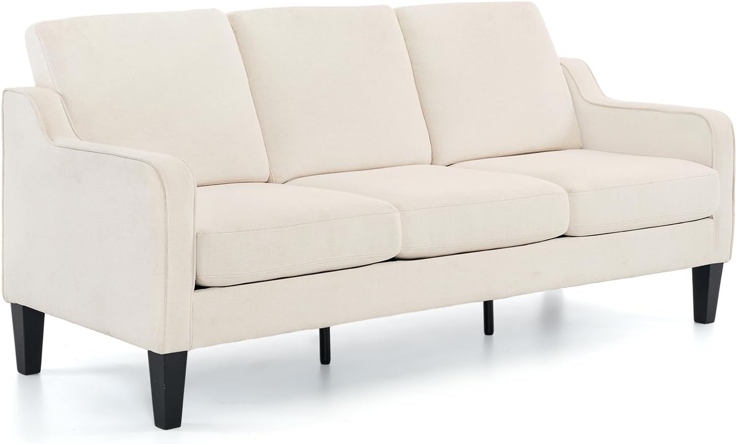 VINGLI Small Couch Sofa 71' Comfy Couches for Living Room Beige 3 Seat Sofa Couch Mid Century Modern Sofa Furniture Couches with Scooped Arms for Small Spaces, Bedroom, Apartment, Studio