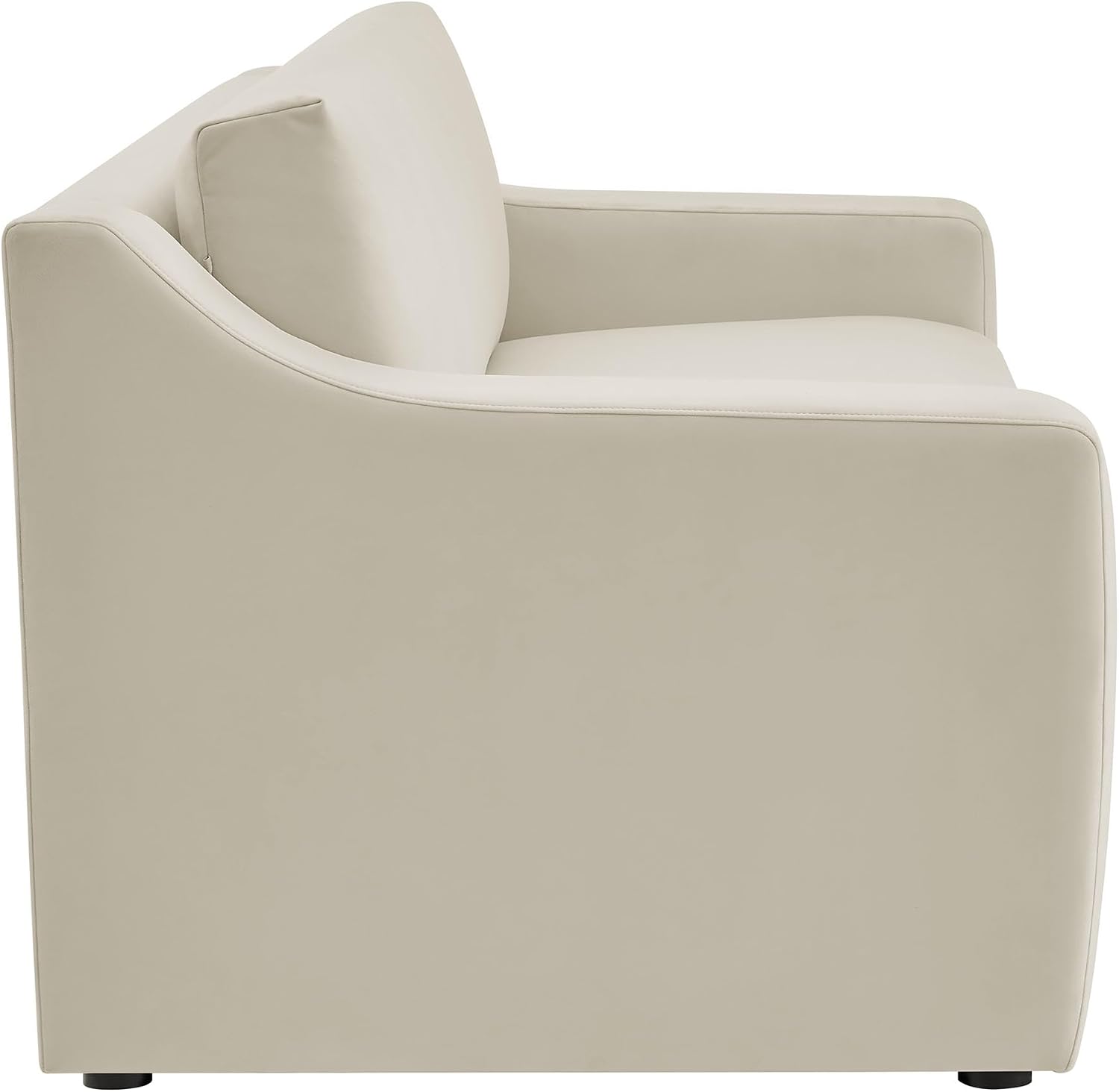Modway Liora 87 Inch Stain-Resistant Performance Velvet Sofa in Alabaster - 3 Seater Upholstered Sofa Couch for Living Room Seating - Comfy Deep Seat Sofa with Scoop Arms