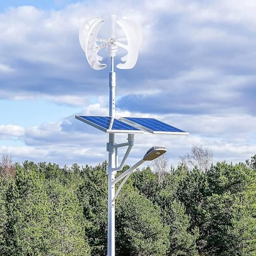 400W 600W 800W 1000W 1200W Vertical Wind Turbine Generator Kit - 5 Blades Wind Solar Hybrid System with Controller for Home Use, 24V-600W Windmill Motor