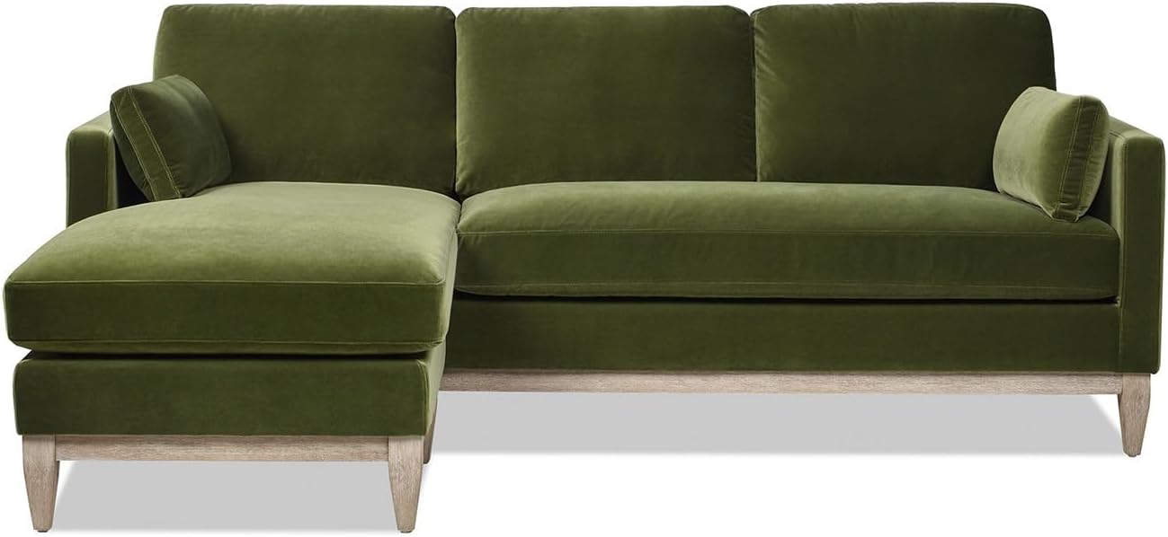 Jennifer Taylor Home Knox 89' Modern Farmhouse Reversible Chaise Sectional Sofa, Olive Green Performance Velvet
