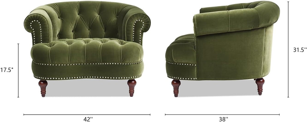Jennifer Taylor Home La Rosa Victorian Tufted Upholstered Accent Chair Olive Green Performance Velvet