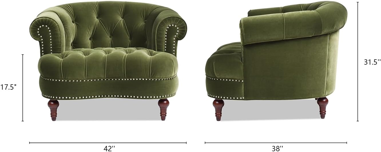 Jennifer Taylor Home La Rosa Victorian Tufted Upholstered Accent Chair Olive Green Performance Velvet