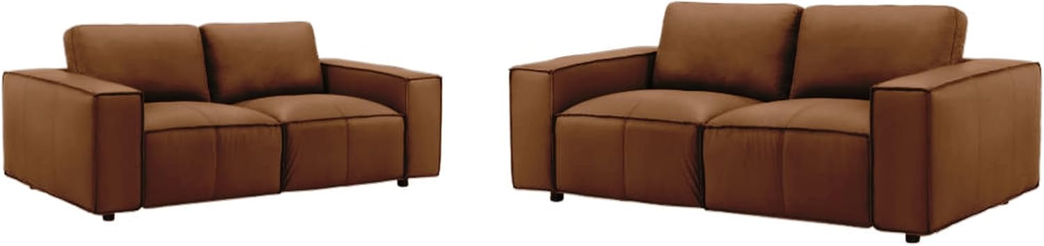 Clayton 2-Piece Leather Living Room Set in Anthracite Gray or Ochre