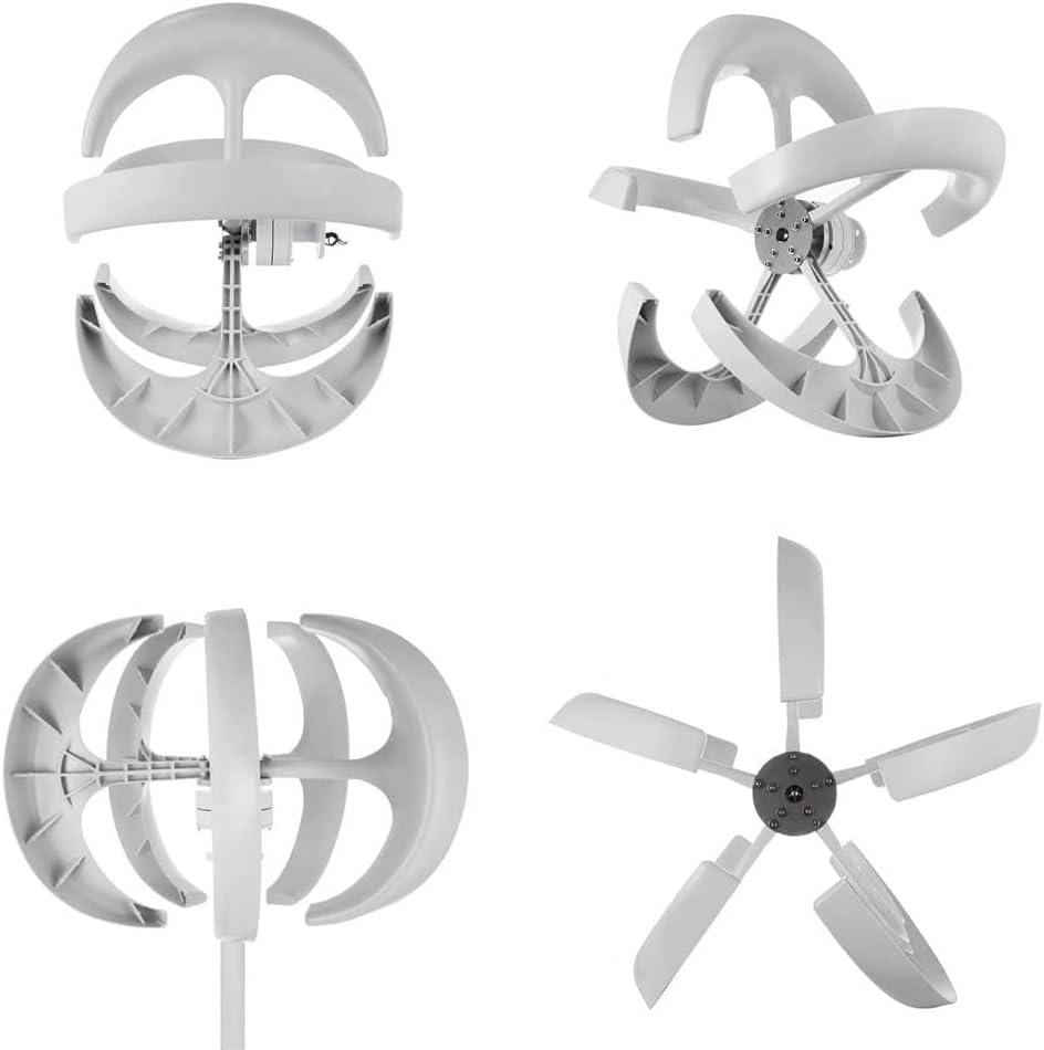 400W 600W 800W 1000W 1200W Vertical Axis Wind Turbine Model DIY 5 Blades Three Phase Permanent Magnet Brushless Generator Vertical Axis Breeze Portable Low Speed Outdoor Windmill,24V-600W
