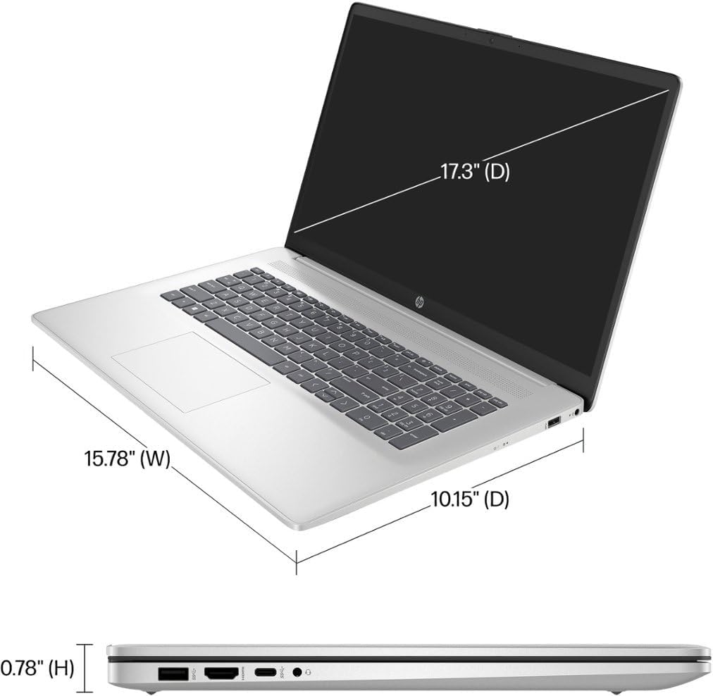 HP 17.3' FHD Business Laptop 2024, 32GB RAM, 1TB SSD, 12th Gen Intel Core i3-1215U (6-Core, Beat i5-1135G7), Wi-Fi, Long Battery Life, Webcam, Numpad, Windows 11 Pro, KyyWee Accessories
