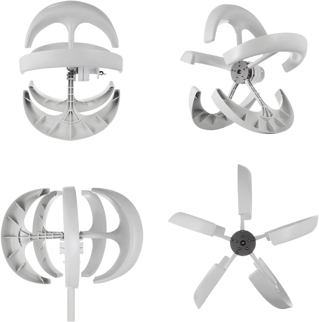Wind Turbines Generator 1000W 12V/24V Wind Turbine Generator 5 Blades Wind Turbine Generator Lantern Vertical Axis Motor Kit for Home Hybrids Streetlight Use Electromagnetic (3 With off grid system)