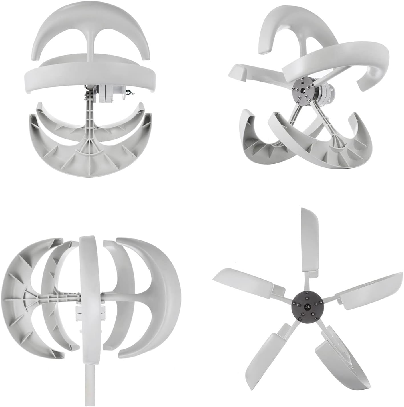 Wind Turbines Generator 1000W 12V/24V Wind Turbine Generator 5 Blades Wind Turbine Generator Lantern Vertical Axis Motor Kit for Home Hybrids Streetlight Use Electromagnetic (3 With off grid system)