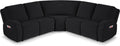 VANSOFY Extra Large Reclining Sectional Couch Covers, Washable 5-Piece Sofa Covers for L Shape Sectional Sofa Corner Seater, Thick, Soft Sofa Slipcovers (5 Seat Recliner Cover，Black)