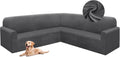 HDCAXKJ Corner Sectional Couch Covers Velvet Stretch L Shape Sofa Cover Soft Thick Sectional Slipcovers Set U Shaped Living Room Non Slip Magic Furniture Protector for Pet Dogs (Dark Gray, X-Large)
