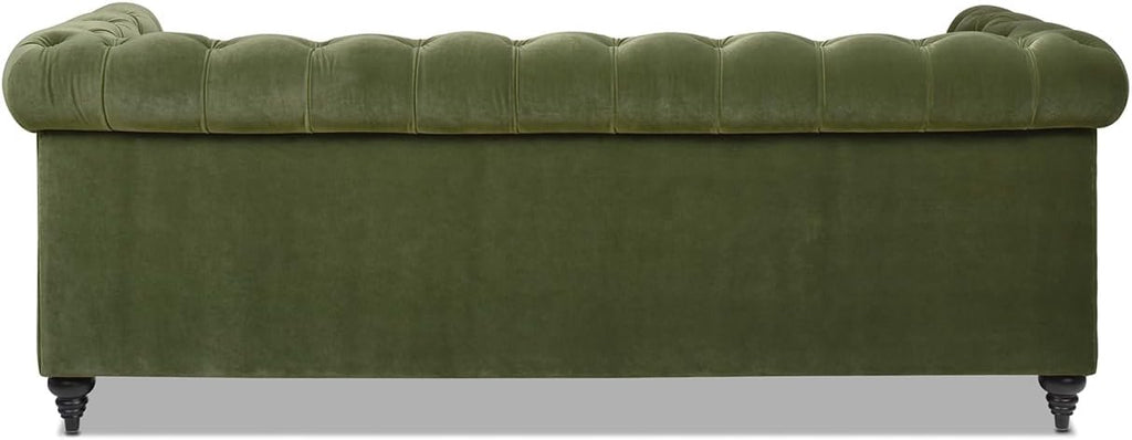 Jennifer Taylor Home Alto 88' Tufted Chesterfield Sofa, Olive Green Performance Velvet