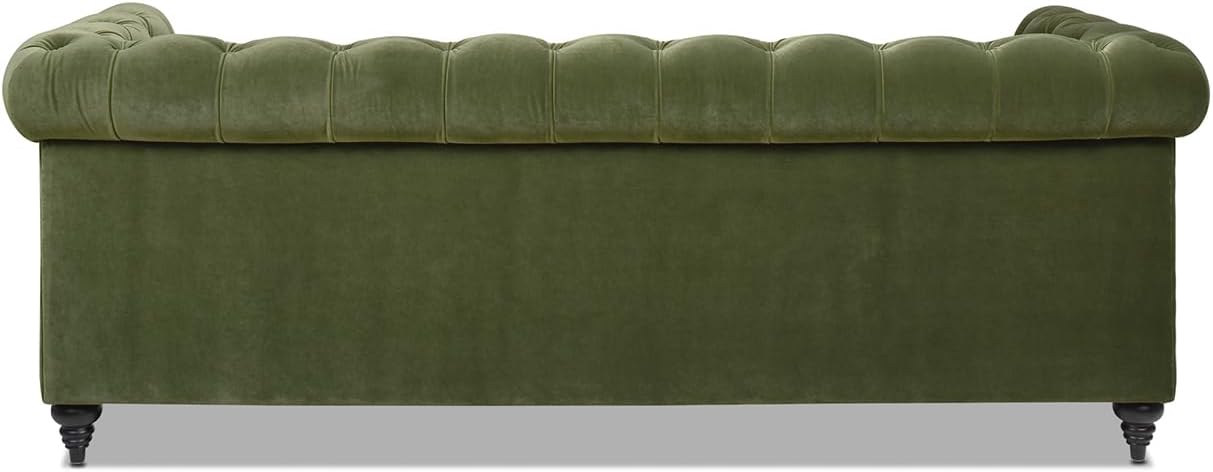 Jennifer Taylor Home Alto 88' Tufted Chesterfield Sofa, Olive Green Performance Velvet