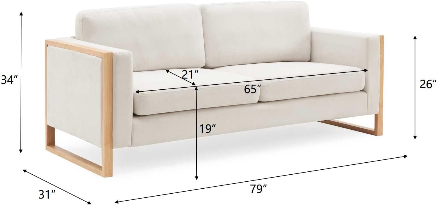 Christopher Knight Home Bricez 79' Sofa Couch, Cozy Upholstered 3-Seater Sofa, Oversized Loveseat, Comfy Fabric Couches for Living Room and Office, Modern Couch and Sofa, Wooden Frame, White