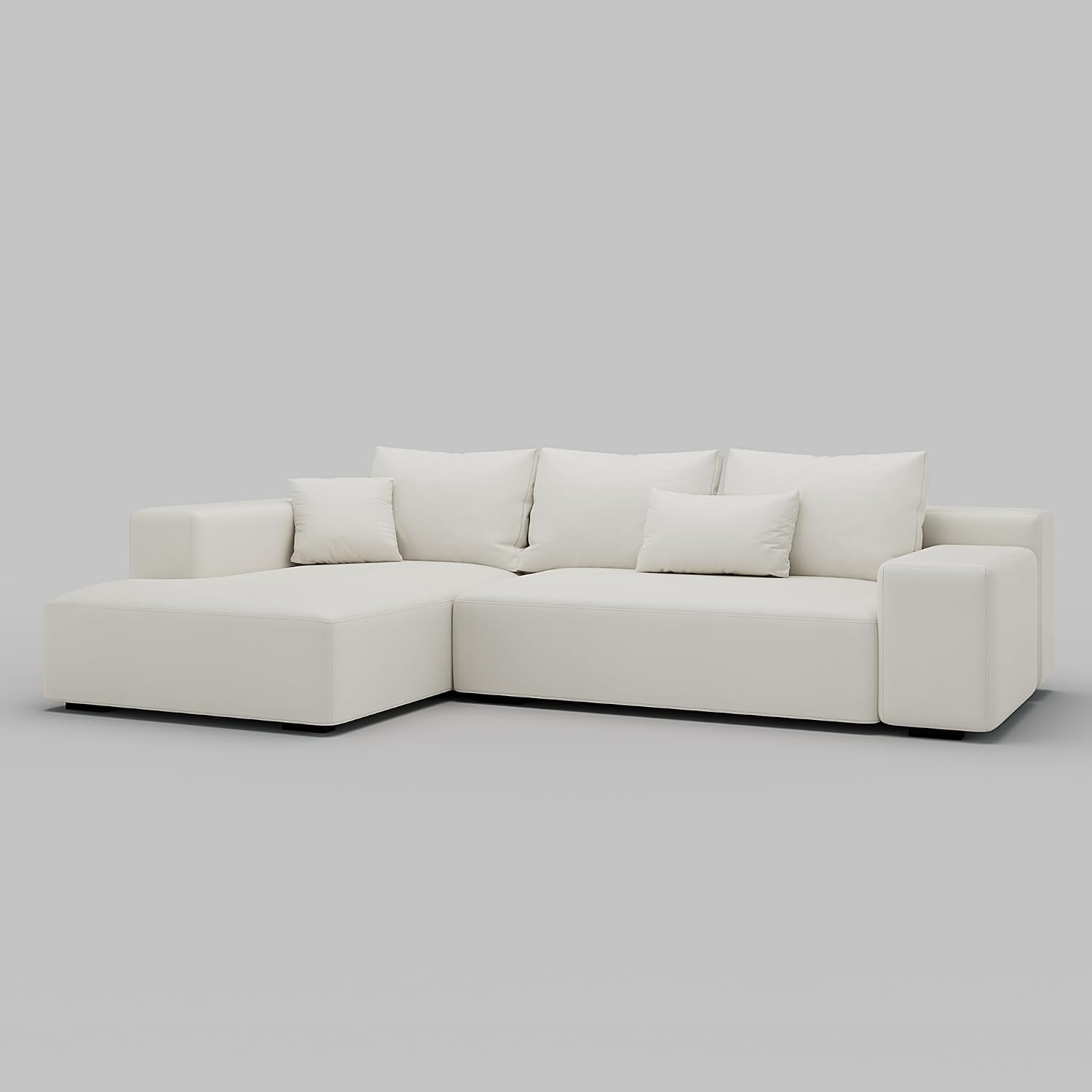 Acanva Modern Oversized Modular L Shaped Sectional Sofa Set for Living Room, Minimalist Style Comfy 4-Seat Corner Couch, Left Chaise, Vegan Leather