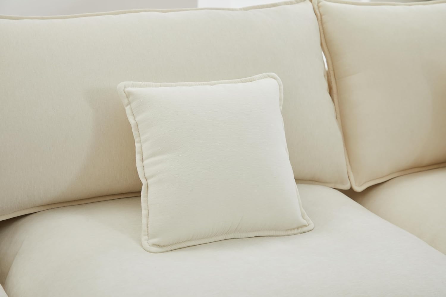 HYJT-H&K 148' U Shaped Cloud Couch Modular Beige Sectional Couches for Living Room, Comfy Fluffy Chenille Oversized Cloud Sectional Couch Large 6 Seat Sectionals Sofa Set Central Console USB Port