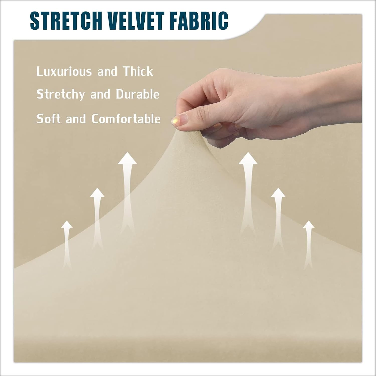 7 Piece Stretch Velvet Ektorp Sofa Covers, for 1 Base Cover, 3 Cushion Couch Cover and 3 Backrest Cover, for Living Room Furniture (Beige,Large 3 Seat 7 PCS)