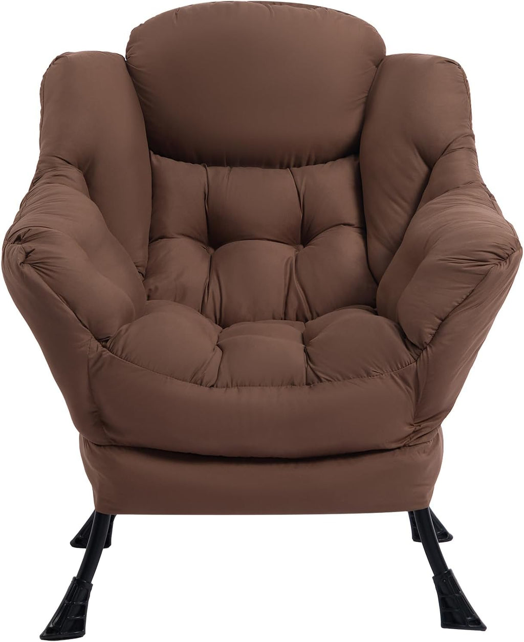 HollyHOME Lazy Chair with Foldable Ottoman, Accent Comfy Lounge Armchair and Folding Footrest Stool, Leisure Sofa Reading Chair and Footstool for Living Room, Bedroom, Dorm,Coffee Brown