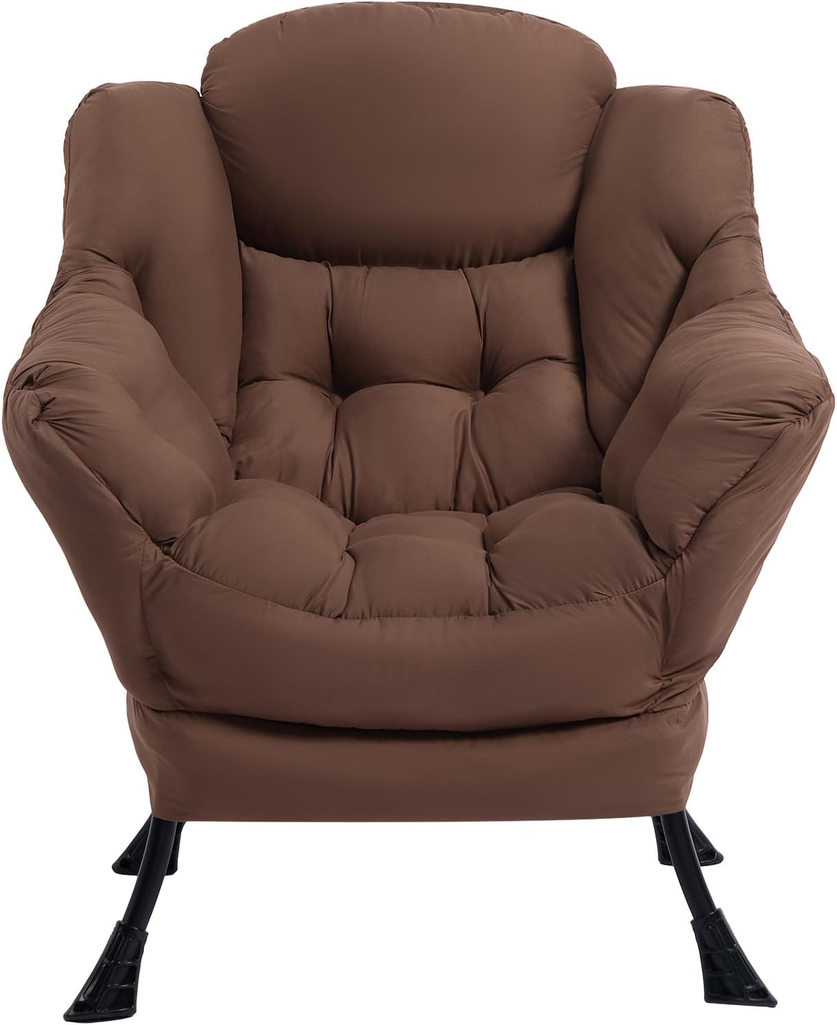 HollyHOME Lazy Chair with Foldable Ottoman, Accent Comfy Lounge Armchair and Folding Footrest Stool, Leisure Sofa Reading Chair and Footstool for Living Room, Bedroom, Dorm,Coffee Brown