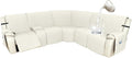 Arfntevss Recliner Sectional Couch Covers 1OO% Waterproof L Shape Sofa Cover for Reclining L Shaped Sectional Slipcover Dog Washable Corner Non Slip Protector (5 Seater with 1 Console, Cream White)