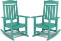 FOOWIN Outdoor Rocking Chair Set of 2, High Back Patio Rocking Chair, HDPE All Weather Resistant Porch Rocker for Adult, Oversized Rocking Chairs for Garden, Lawn, Indoor & Outdoor Use, Lake Blue