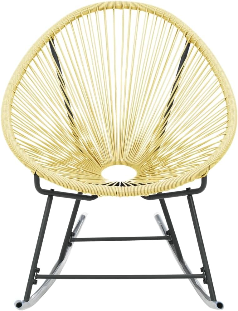 vidaXL Acapulco Chair Beige Poly Rattan, Powder-Coated Steel Standard