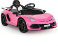 Garvee 12V Kids Electric Car with Remote Control, LED Lights & Sound System - Licensed Lamborghini Battery Powered Ride-On Toy for Boys & Girls (Pink)