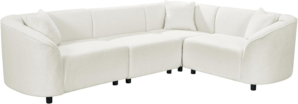 Merax 104' L-Shaped Curved Sofa, Comfy Upholstered Sectional Couch with Extra Deep Seats, Boucle Sofa for Living Room Apartment Office, Beige