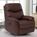 Recliner Sofa Rocking Chair Swivel Manual Adjustable 360 Degree Spinning with Ergonomics Lumbar Support Natural Leather for Home Theater Seating Living Room, Bedroom, Nursery Brown
