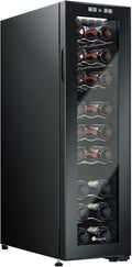 KingChii 24 Bottle Wine Cooler Refrigerator Freestanding Wine Fridge - Intelligent Digital Control, Low Noise Professional Compressor, Stainless Steel & Tempered Glass for Home, Office, or Kitchen