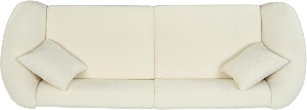 Christopher Knight Home Sabbo 87.50' Boucle Upholstered Couch, Oversized 2 Seater Sofa, Curved Soft Seating Lounge Sofa Chair, Cozy Loveseat with Armrest, Reading Sofa for Living Room Home Rest, Beige