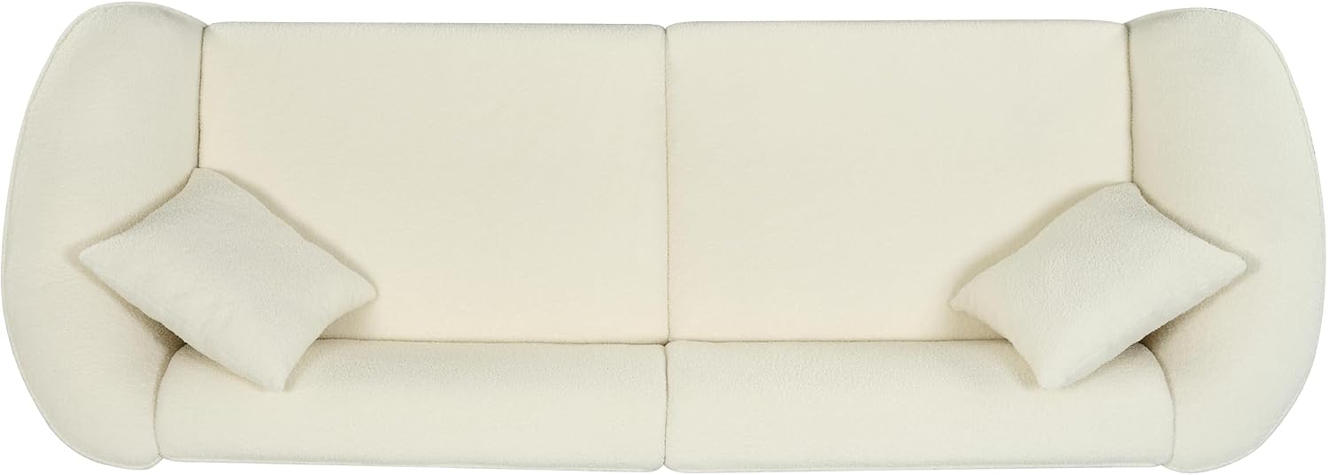 Christopher Knight Home Sabbo 87.50' Boucle Upholstered Couch, Oversized 2 Seater Sofa, Curved Soft Seating Lounge Sofa Chair, Cozy Loveseat with Armrest, Reading Sofa for Living Room Home Rest, Beige