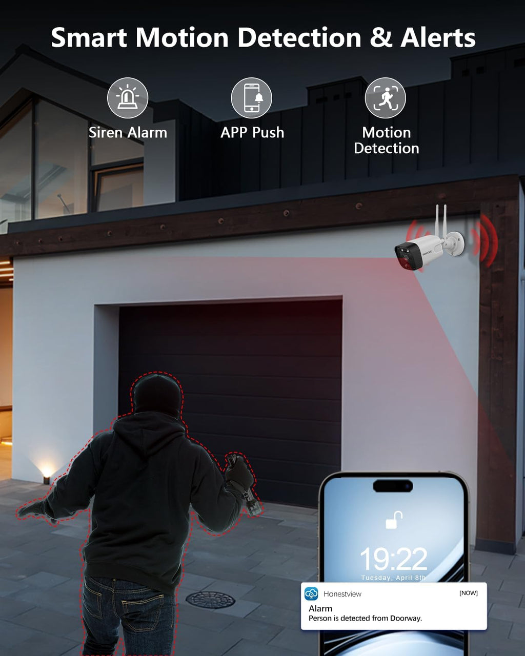 (2026 Update) Wireless WiFi Outdoor Security Camera System with Monitor, Built-in Screen NVR, Dual Antenna Cameras 55% Stronger Signal, 130° Wide Angle, 65ft Night Vision, 2-Way Audio, No Monthly Fee
