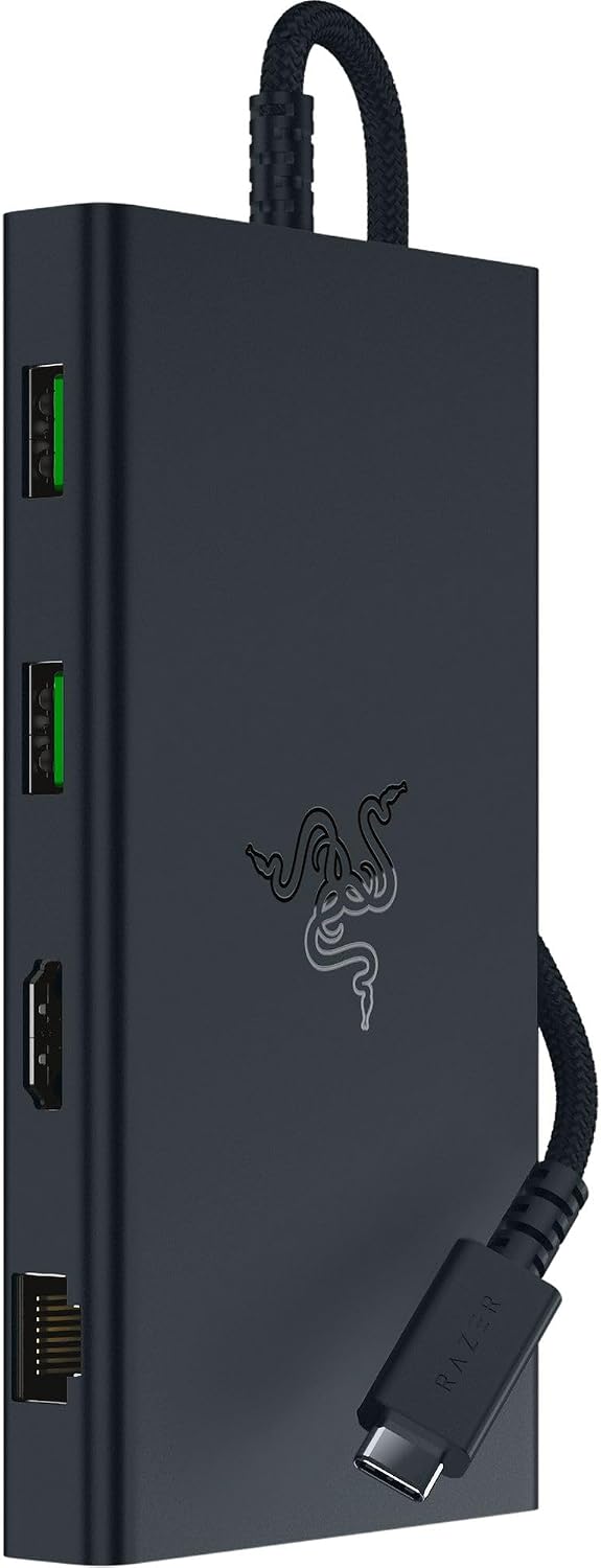 Razer USB C Dock: 11-in-1 Portable USB-C Travel Hub, 4K 60Hz HDMI, Ethernet, Card Reader, USB-C & USB-A, 3.5mm Audio,85W PD Charging for Laptop & Tablet, Durable All-Metal Build, PC & Mac - Black