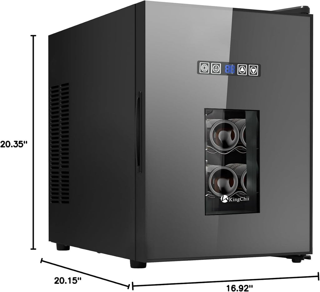 KingChii 16 Bottle Wine Cooler, Freestanding Wine Fridge with Glass Door, Adjustable Shelves & Digital Temperature Display Wine Refrigerator for Red, White, Champagne - Perfect for Home, Kitchen, Bar