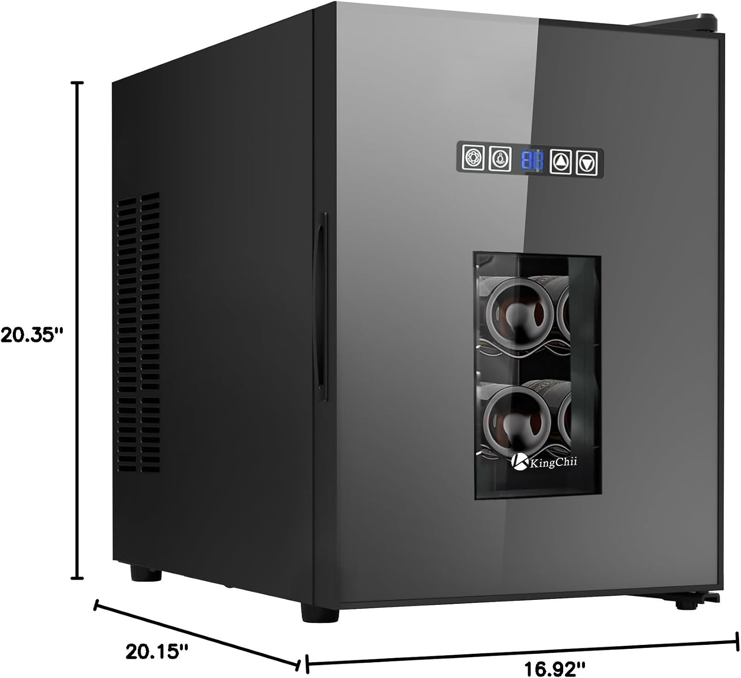 KingChii 16 Bottle Wine Cooler, Freestanding Wine Fridge with Glass Door, Adjustable Shelves & Digital Temperature Display Wine Refrigerator for Red, White, Champagne - Perfect for Home, Kitchen, Bar