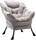 HollyHOME Lazy Chair with Armrest and Side Pocket, Comfy Accent Lounge Chair,Leisure Sofa Armchair for Living Room, Bedroom, Dorm, or Small Spaces, Oversized Reading Sofa Chair,Textured Grey