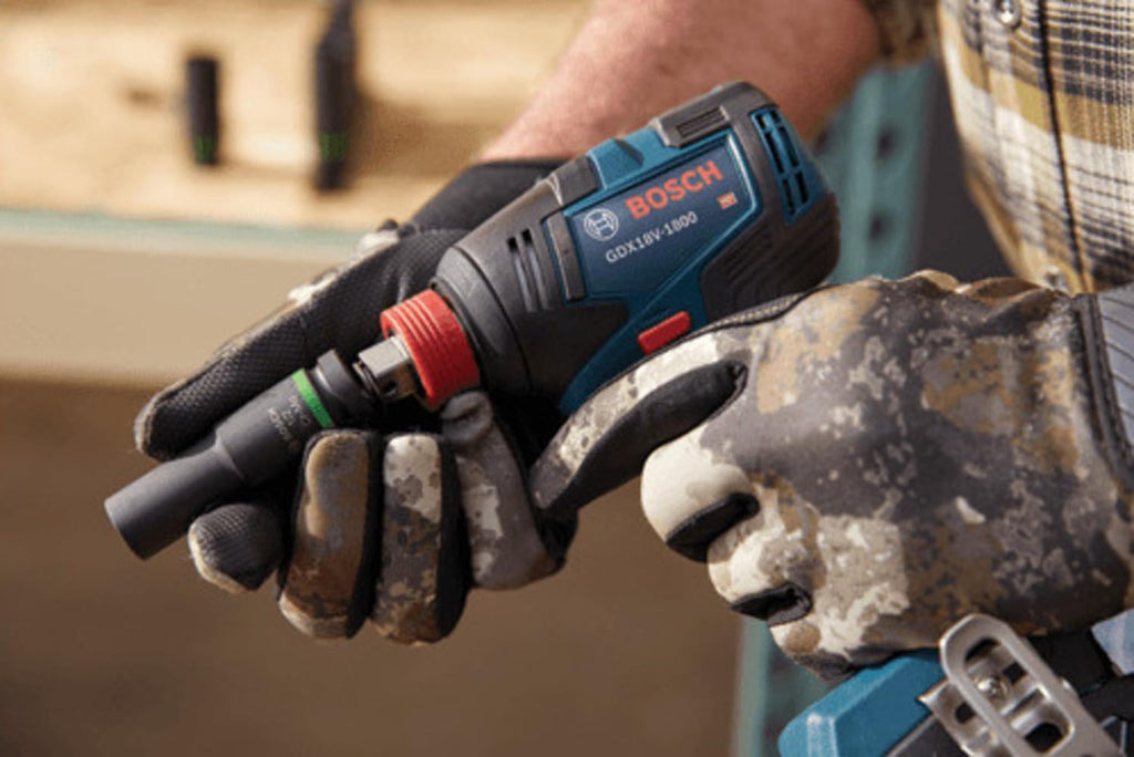 Bosch 18V GDX18V Two-In-One 1/4 Inch and 1/2 Inch Bit Socket Impact Driver Wrench Kit with Standard Power Battery and Focused LED Light (Renewed)