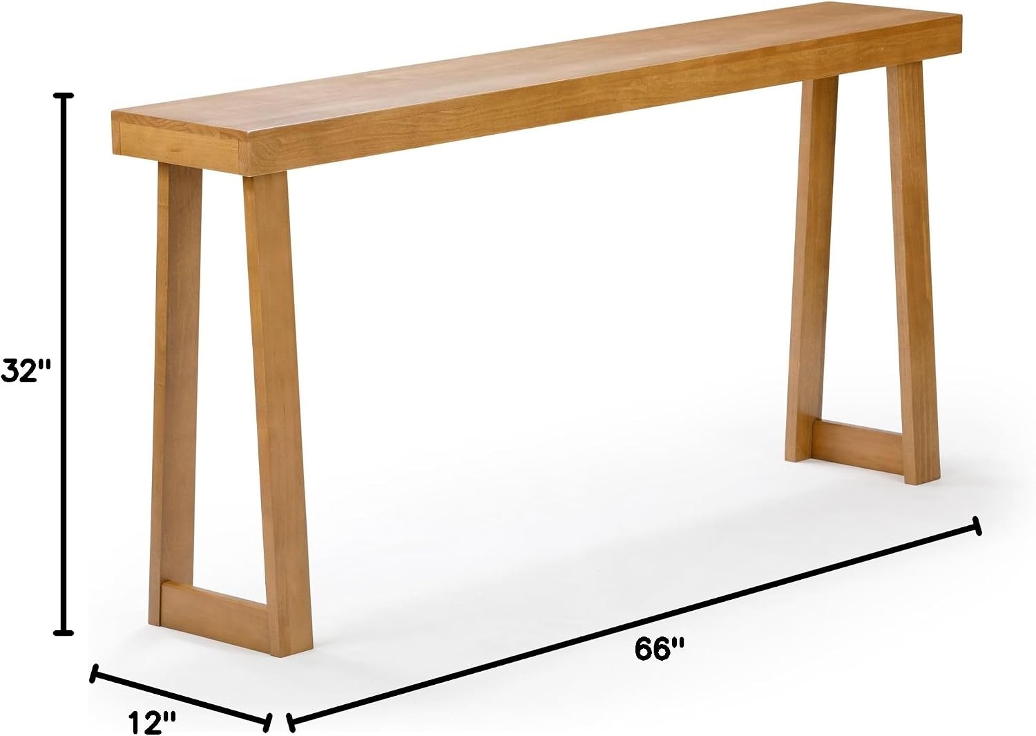 Plank+Beam Solid Wood Console Table, 66 Inch, Sofa Table, Narrow Entryway Table for Hallway, Behind The Couch, Living Room, Foyer, Easy Assembly, Pecan