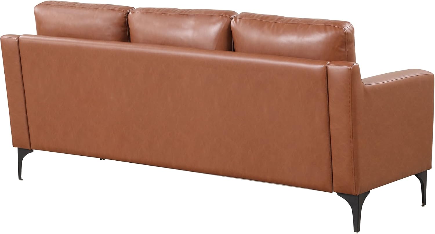 Serta Triton 78' Sofa, Transitional Modern, Dreamcoil Comfort, Metal Legs, Vegan Leather, Brown