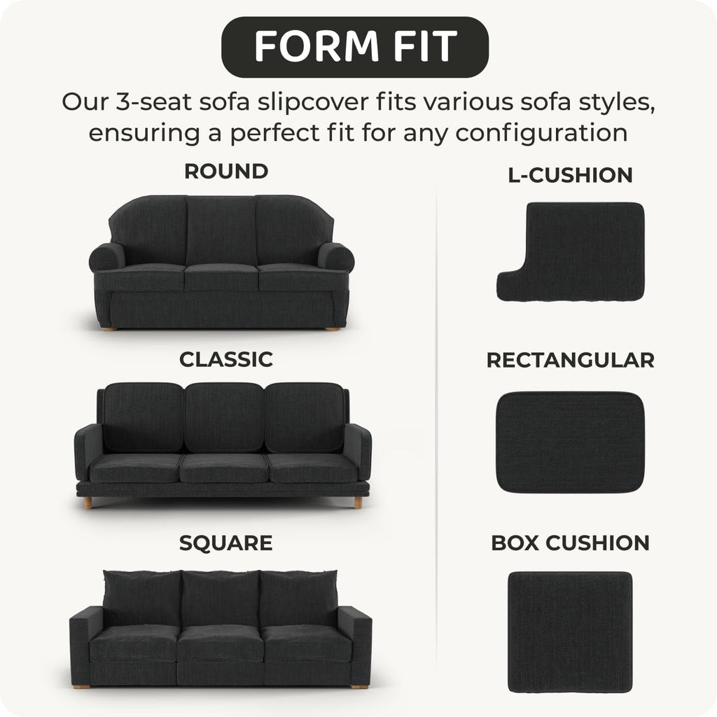 PAULATO BY GA.I.CO. Stretch Sofa Slipcover 1-Piece Elastic Couch Covers for 3-Seater & 4-Seater Sofa Loveseat Armchair Non-Slip Cover Machine Washable Protector – Blue (64'-85' Wide)