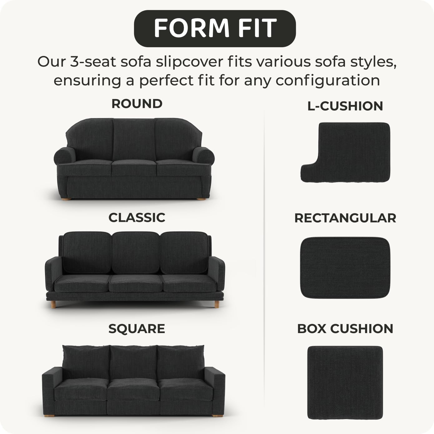 PAULATO BY GA.I.CO. Sofa Slipcover - Stretch Couch Cover - Stylish Cushion Sofa Cover - Soft Fabric Slip Cover - 1-Piece Form Fit Washable Protector for Pet - Microfibra Collection - Ash