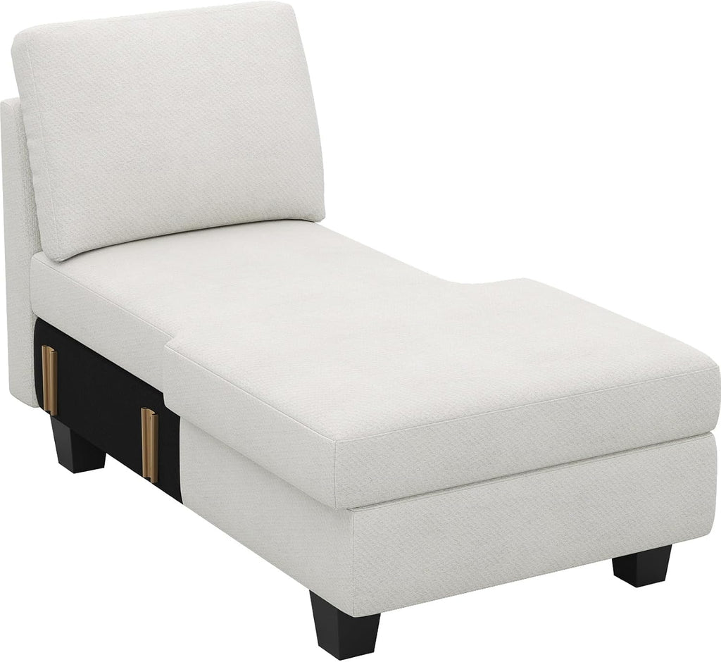 Belffin Sectional Storage Chaise Module for Modular Sectionals. Right-Facing Chaise. Beige.