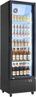 VEVOR Commercial Merchandiser Refrigerator, 12.7 Cu.Ft / 360 L Glass Door Display Refrigerator, Upright Beverage Cooler Fridge with 4 Adjustable Shelves, Soft LED Light & Casters for Homes Shops Bars