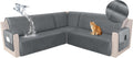 HDCAXKJ Waterproof Corner Sectional Couch Cover Velvet L Shape Sofa Covers for Pets Dogs Soft Heavy Duty U Shaped Sofa Slipcovers Sets for Sectional Non Slip Furniture Protector (Dark Gray, Small)